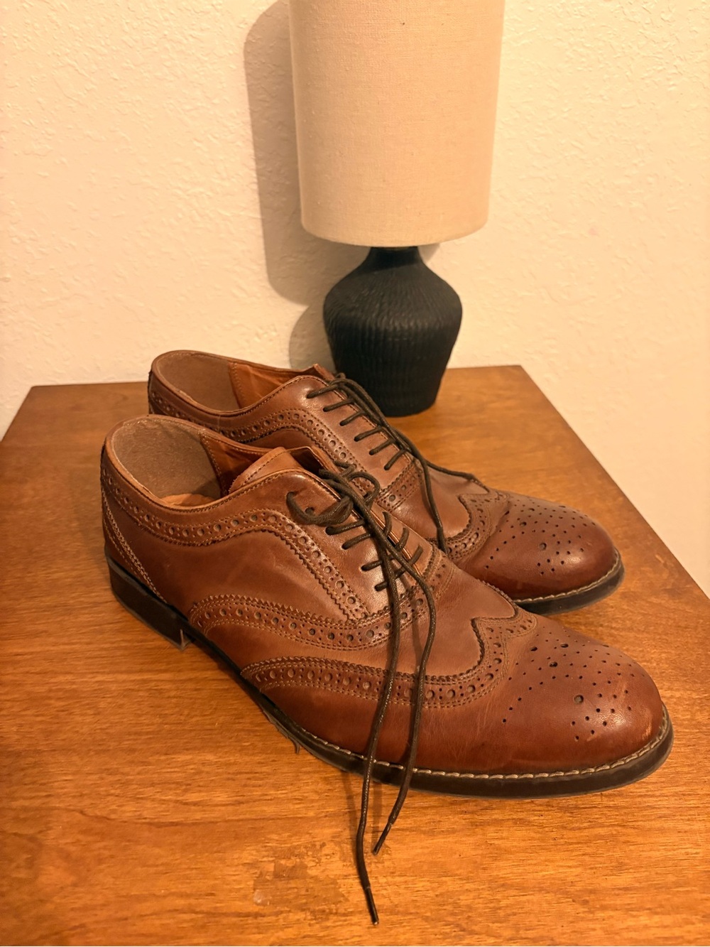 Stanford Men's Brown Leather Wingtip Oxfords - Classic Dress Shoes